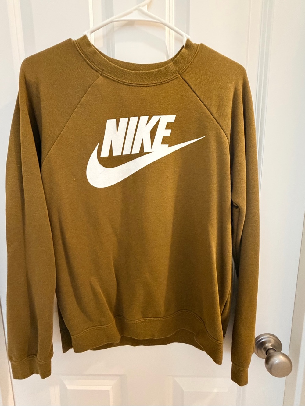 Nike Olive Green Crewneck Sweatshirt with White Logo